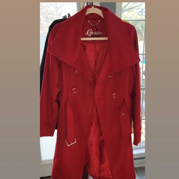 Red Guess Funnel Neck Coat - Picture 1 of 7